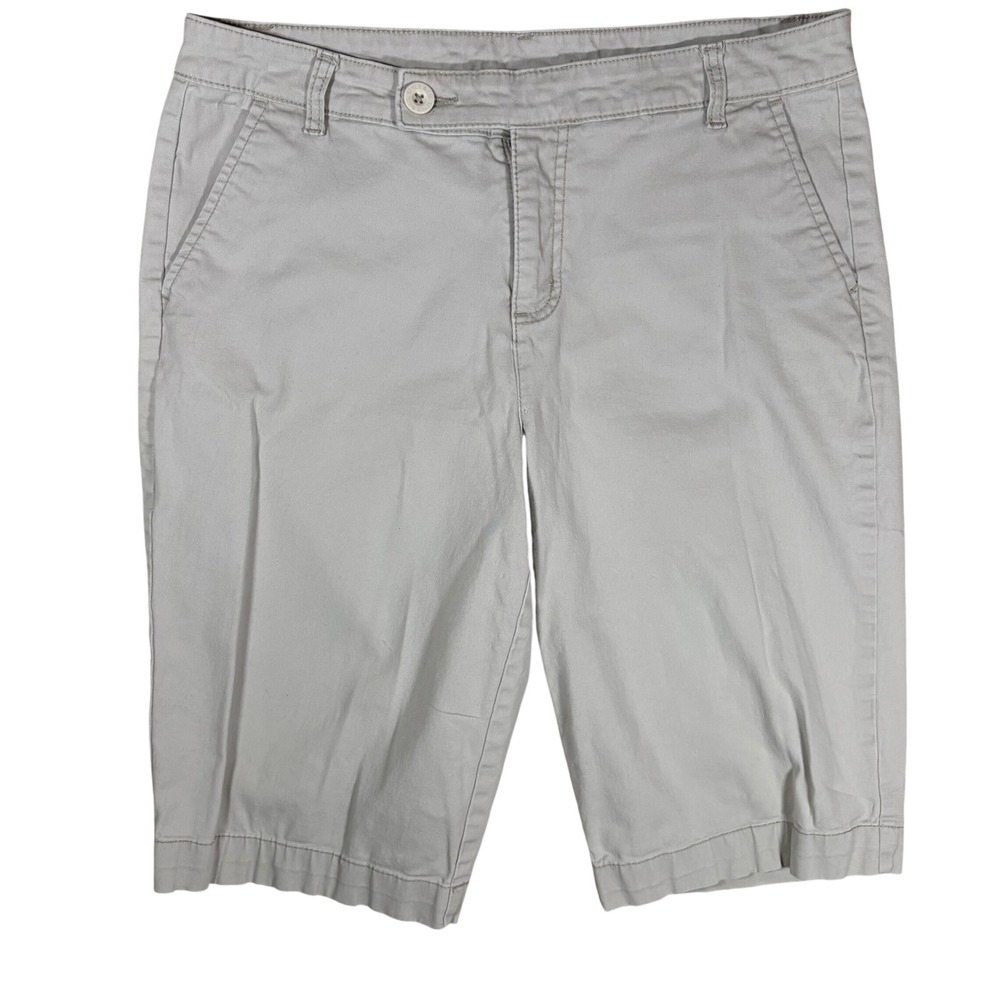 Style & Co Womens Bermuda Shorts Tan Khaki Cotton Stretch Size 10 Grannycore